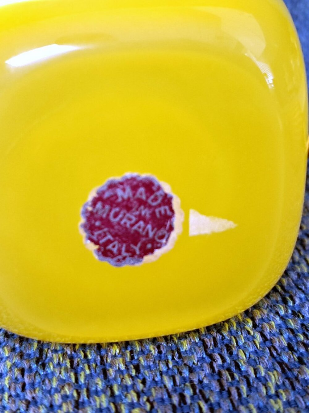 VINTAGE YELLOW MURANO GLASS PERFUME BOTTLE W WORKING BULB ATOMIZER W STICKER - Picture 2 of 4